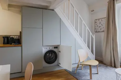 Coin salon dans l'établissement Comfortable apartment - 1BR-4P- Marais