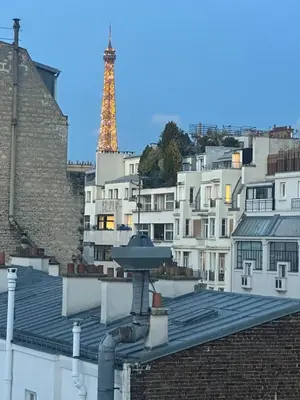 Vue générale sur Paris ou vue de la ville depuis l'appartement