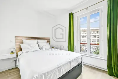 Un ou plusieurs lits dans un hébergement de l'établissement Gaspar- Passages- Comfort & proximity to Paris