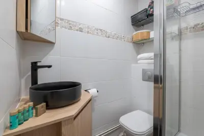Salle de bains dans l'établissement Cozy Hideaway in a Quiet Paris Passage