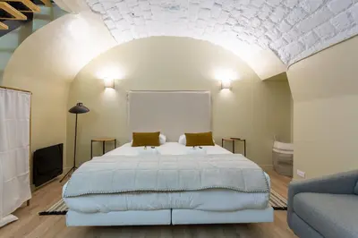 Un ou plusieurs lits dans un hébergement de l'établissement Designer Appartement - 6p
