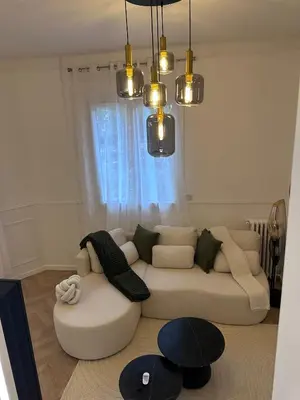 Coin salon dans l'établissement Charmant appartement Boulogne Billancourt
