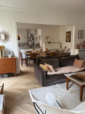 Coin salon dans l'établissement Family apartment near Marais in Oberkampf