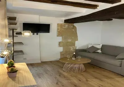 Télévision ou salle de divertissement dans l'établissement Cosy Flat Near Le Marais