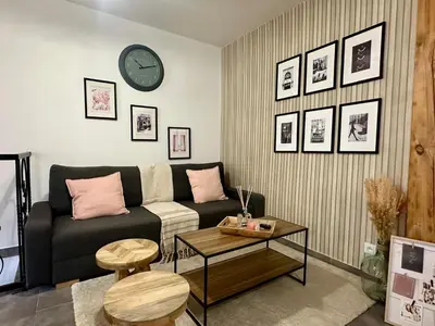 Coin salon dans l'établissement magnifique appartement cosy proches des puces