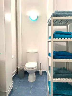 Salle de bains dans l'établissement Vue sur la tour Eiffel, agréable appartement T2