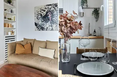 Coin salon dans l'établissement Charming Apartment 1 bedroom heart 16th in Paris