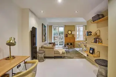 Coin salon dans l'établissement Stylish Apartment in Le Marais, Paris Centre
