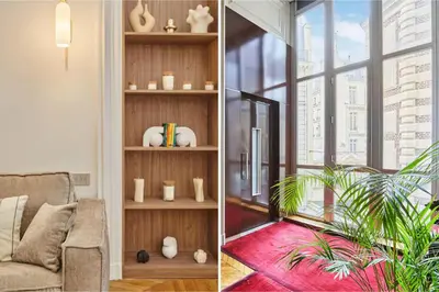 Coin salon dans l'établissement Chic Saint Honoré Luxury Stay with AC