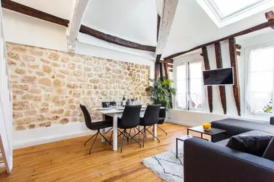 Coin salon dans l'établissement Welcoming apartment - 2BR 6P - Sentier