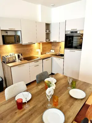 Cuisine ou kitchenette dans l'établissement Celine 28 Appartement au 16eme arrondissement, Victor hugo Prestige