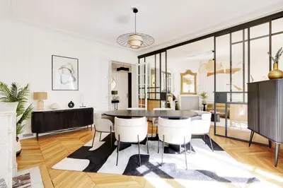 Coin salon dans l'établissement Chic & spacious 2BDR - 4P - Av Suffren TOUR EIFFEL
