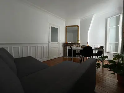 Coin salon dans l'établissement Elegant Parisian Apartment, Marais-Bastille