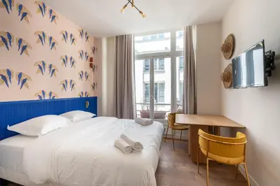 Un ou plusieurs lits dans un hébergement de l'établissement New Studio for 2 near Bastille