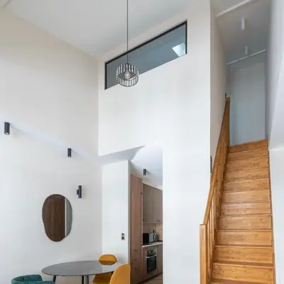 Cuisine ou kitchenette dans l'établissement Bright and Cozy Duplex for 4 near Bastille