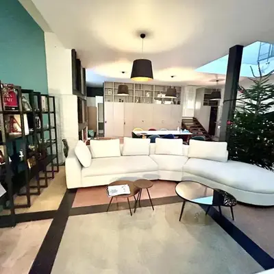 Large architect-designed house with rooftop
