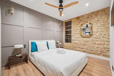 Un ou plusieurs lits dans un hébergement de l'établissement Superb appartment 2BDR 6P - Haut-Marais