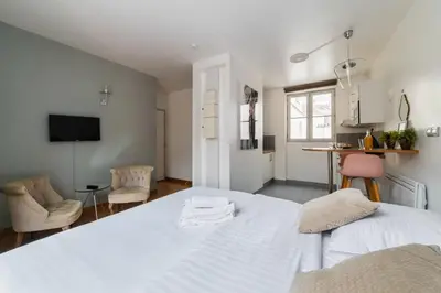 Un ou plusieurs lits dans un hébergement de l'établissement 403 - Charmant studio jardins des plantes -Paris 5