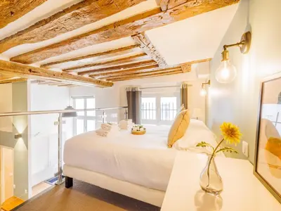 Un ou plusieurs lits dans un hébergement de l'établissement Quiet apartment 1BR 4P - Quartier du Mail