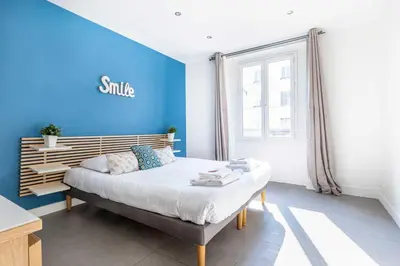Un ou plusieurs lits dans un hébergement de l'établissement Charming Apartment - 2BR 6P - Bastille