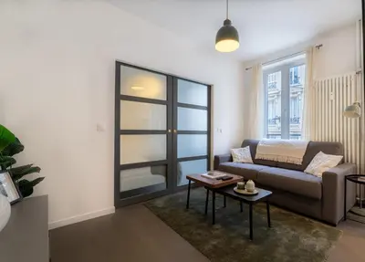 Coin salon dans l'établissement Stylish one bedroom apartment in Paris 17th