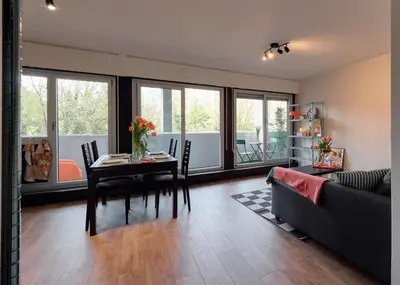 Coin salon dans l'établissement Terrasse, appartement rénové dans le 15e arr