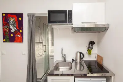 Cuisine ou kitchenette dans l'établissement Cozy studio near Invalides