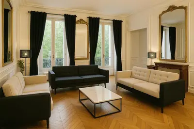 Coin salon dans l'établissement Elegant apartment, Avenue des Champs-Élysées