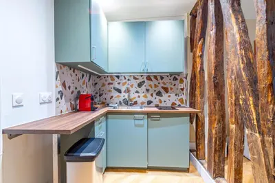 Cuisine ou kitchenette dans l'établissement Charmant et Central - Bon Marché