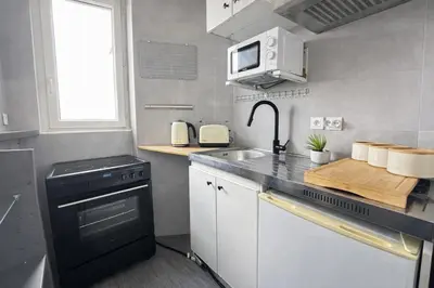 Cuisine ou kitchenette dans l'établissement Magnifique appartement au 17 eme