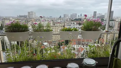 Vue générale sur Paris ou vue de la ville depuis l'appartement