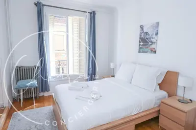 Un ou plusieurs lits dans un hébergement de l'établissement Bail Mobilité-Apartment near Panthéon-Paris