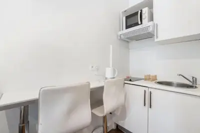 Cuisine ou kitchenette dans l'établissement Superbe Studio a 5 mn de la TOUR EIFFEl à PIED IDEAL Touristes et professionnel moins 15pourcents sur les longs séjours