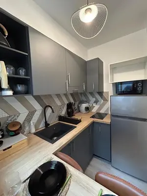 Cuisine ou kitchenette dans l'établissement Le Cocon