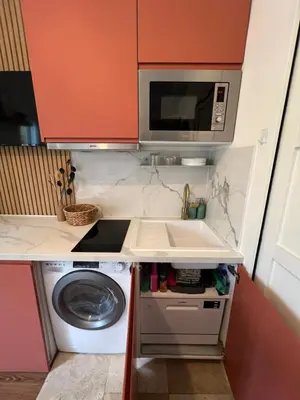 Cuisine ou kitchenette dans l'établissement le nid de Bonsergent