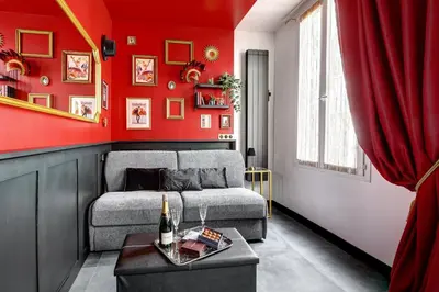 Coin salon dans l'établissement TBS 328 - Lovely studio near Quartier Marais