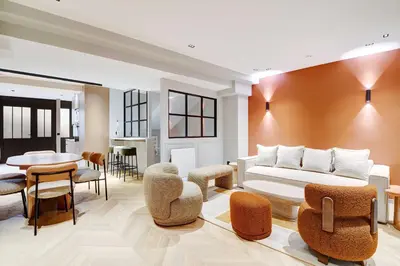 Coin salon dans l'établissement Modern souplex a c 2BR 6P– Near the Louvre Museum