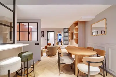Coin salon dans l'établissement Modern souplex a c 2BR 6P– Near the Louvre Museum