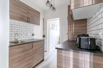 Cuisine ou kitchenette dans l'établissement Appartement proche de Porte d'orléans