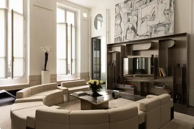 Coin salon dans l'établissement HIGHSTAY - Luxury Serviced Apartments - Saint-Germain I