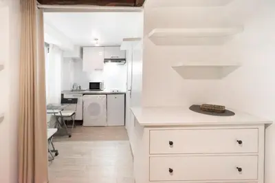 Cuisine ou kitchenette dans l'établissement Magnifique studio au cœur du Marais