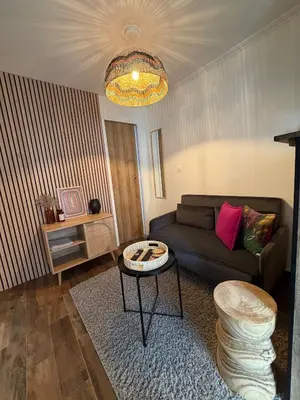 Coin salon dans l'établissement 20 sqm appartment with bedroom near Montmartre