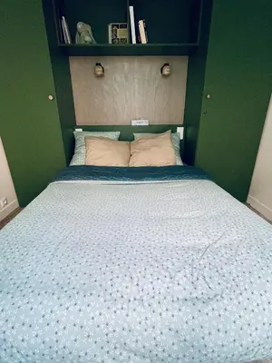 Un ou plusieurs lits dans un hébergement de l'établissement Jin's cosy apartment at Paris 10ème