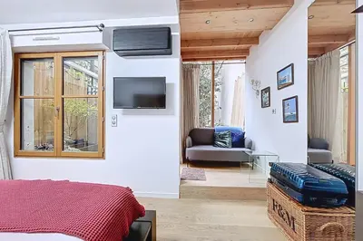 Télévision ou salle de divertissement dans l'établissement Elegant duplex with garden near the Eiffel Tower
