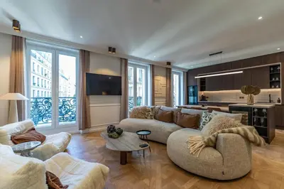 Coin salon dans l'établissement Architect Luxury Appartment - Marais