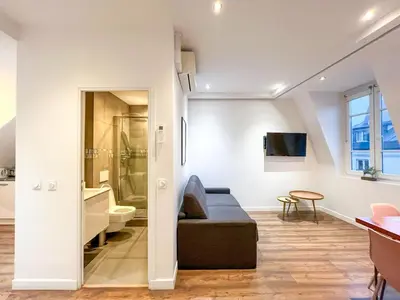 Télévision ou salle de divertissement dans l'établissement UrbanFlat 211 - Large Studio for 4 in the center of Paris