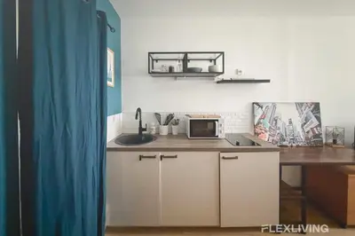 Cuisine ou kitchenette dans l'établissement Mignon studio dans Paris 18ème