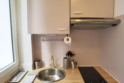 Cuisine ou kitchenette dans l'établissement Bright Studio near Parc de la Villette & Metro