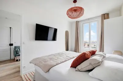 Un ou plusieurs lits dans un hébergement de l'établissement Bright apartment 1BDR 4P - Ivry-sur-Seine