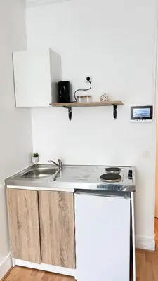 Cuisine ou kitchenette dans l'établissement Cosy et moderne